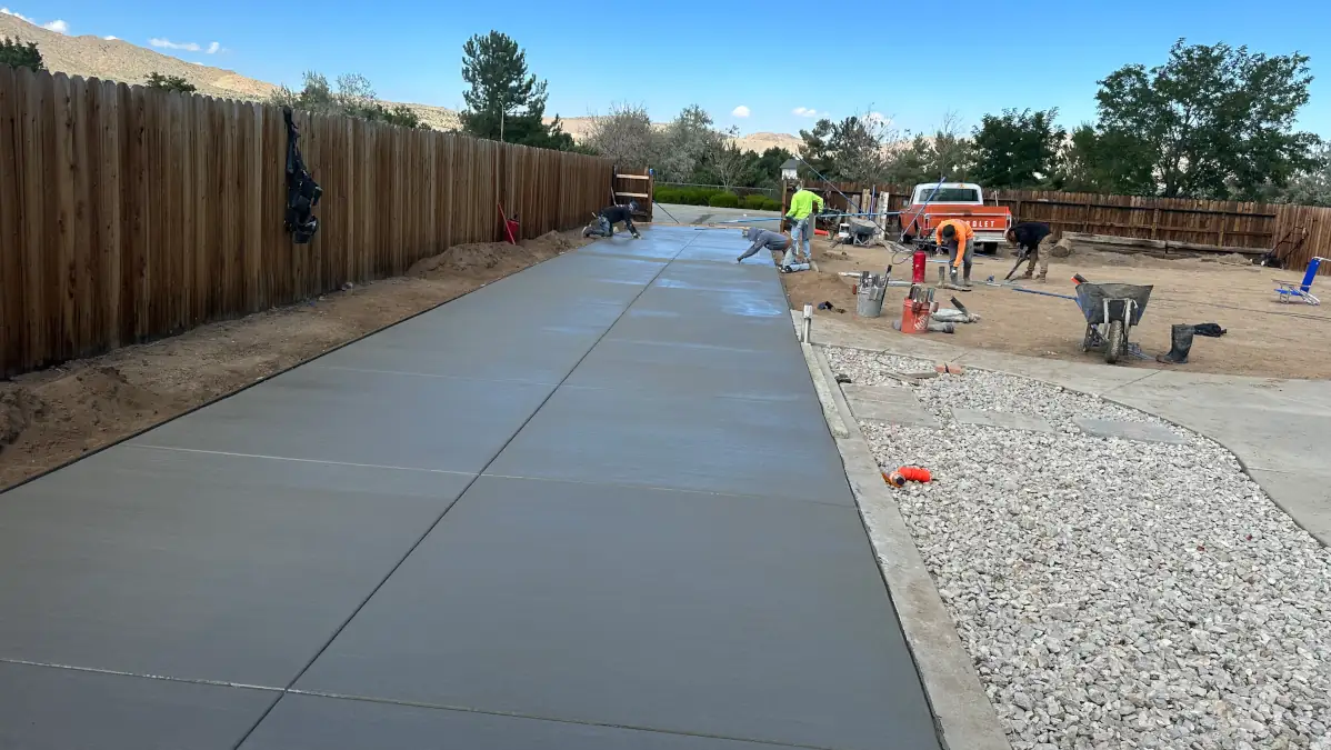 A long driveway concrete pour