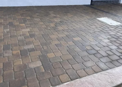 Brick Paver Patio with poured-concrete border